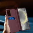 Husă cu clapetă pentru Samsung Galaxy S25 Edge, Smart View Wallet, maroon