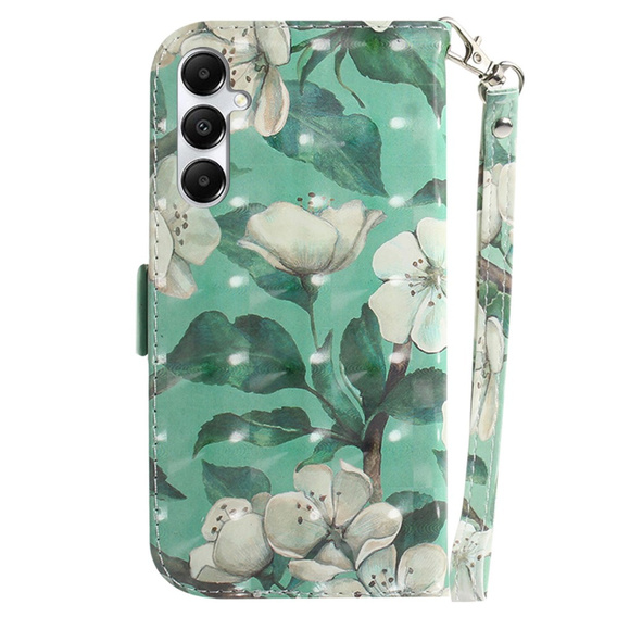 Cu clapetă pentru Samsung Galaxy A05s, Wallet, Flowers, verde