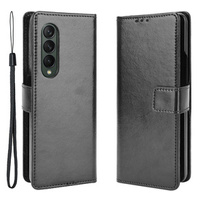 Cu clapetă pentru Samsung Galaxy Z Fold3 5G, Crazy Horse Wallet, negru