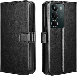 Cu clapetă pentru Realme C71, Crazy Horse Wallet, negru