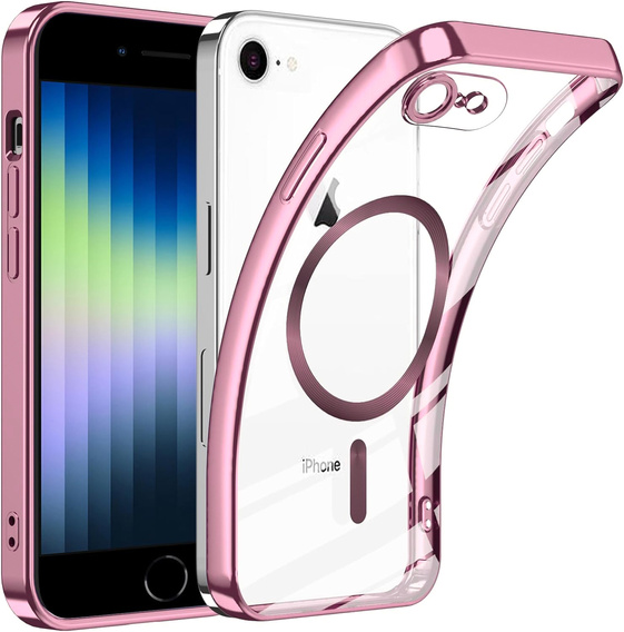 Husă pentru iPhone 7 / 8, Electro MagSafe, roz + Sticlă pentru ecran