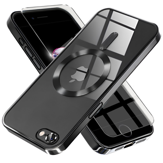 Husă pentru iPhone 7 / 8, Electro MagSafe, negru + Sticlă pentru ecran