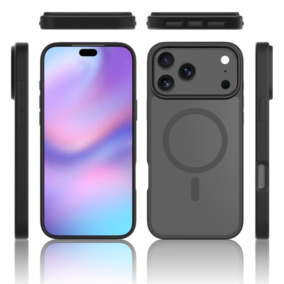 Carcasă Matt pentru iPhone 17 Pro Max, pentru MagSafe, negru translucid