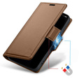 Husă pentru Xiaomi Redmi Note 13 Pro 4G / Xiaomi Redmi Note 14S / Xiaomi Poco M6 Pro 4G, ERBORD Glossy Litchi, portofel cu clapetă, maro