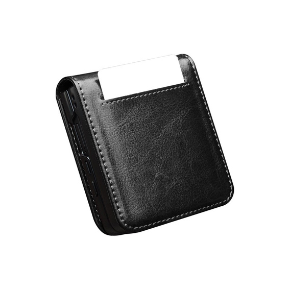 Carcasă portofel din piele neagră pentru Samsung Galaxy Z Flip7