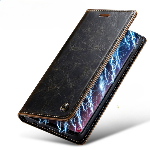 Carcasă flip CASEME pentru Samsung Galaxy S10+ Plus, Waxy Textured, cafea