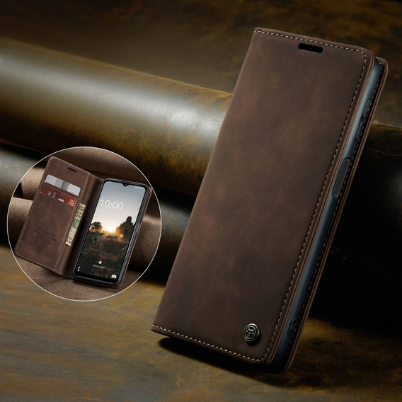 Husa CASEME pentru Samsung Galaxy M33 5G, Leather Wallet Case, maro