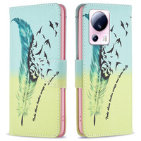 Cu clapetă pentru Xiaomi 13 Lite, Wallet, feather, albastru