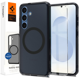 Carcasă MagSafe Spigen pentru Samsung Galaxy S25, Ultra Hybrid, transparent / negru + 9H Tempered Glass