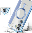 Cu clapetă pentru Samsung Galaxy S25 FE, RFID Wallet MagSafe CamShield, albastru