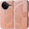 Cu clapetă pentru Xiaomi Poco F7 Pro, Butterfly, roz rose gold