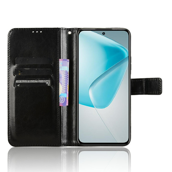 Cu clapetă pentru Infinix Hot 50 Pro+ 4G, Crazy Horse Wallet, negru