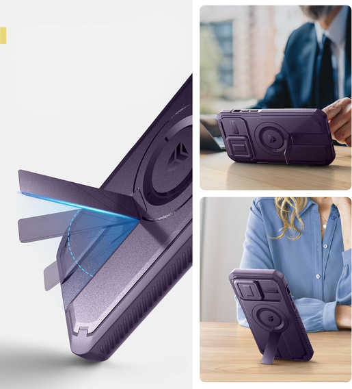 Husă blindată pentru iPhone 14 Pro Max, Dexnor CamProtect MagSafe, violet (Două rame)