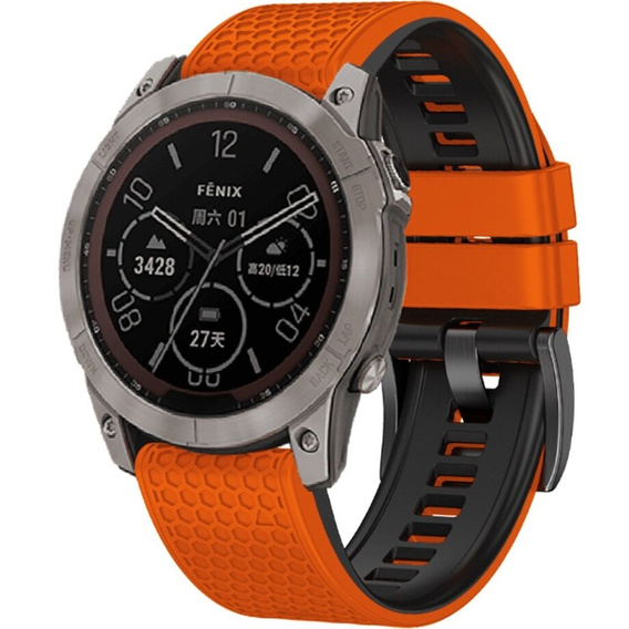 Curea de silicon pentru Garmin Fenix 7 / Forerunner 965 / 955 / 945 / 935, portocaliu /  negru