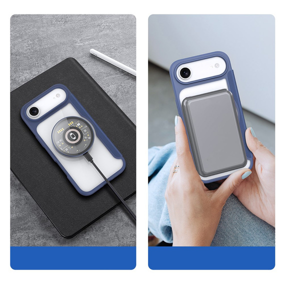 Husă Dux Ducis pentru iPhone Air, Skin X Pro, cu clapetă, pentru MagSafe, albastru marin