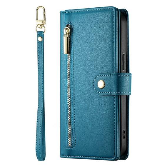 Cu clapetă pentru Samsung Galaxy A56 5G, Wallet Zipper Pocket, albastru