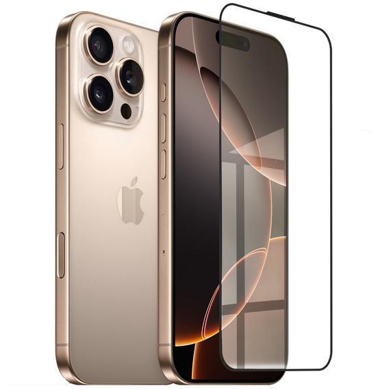 Sticlă călită 3D pentru iPhone 16 Pro, negru