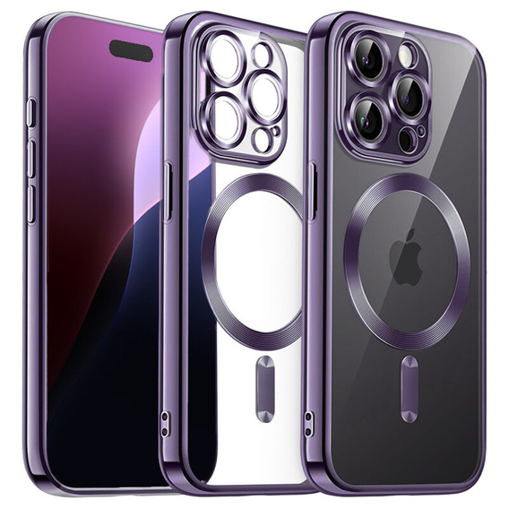 Husă pentru iPhone 16 Pro Max, Electro MagSafe, violet + Sticlă pentru ecran