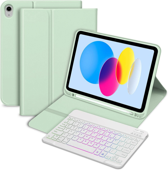 Husă cu tastatură bluetooth iluminată pentru iPad 10.9 2022 (10 gen.), verde