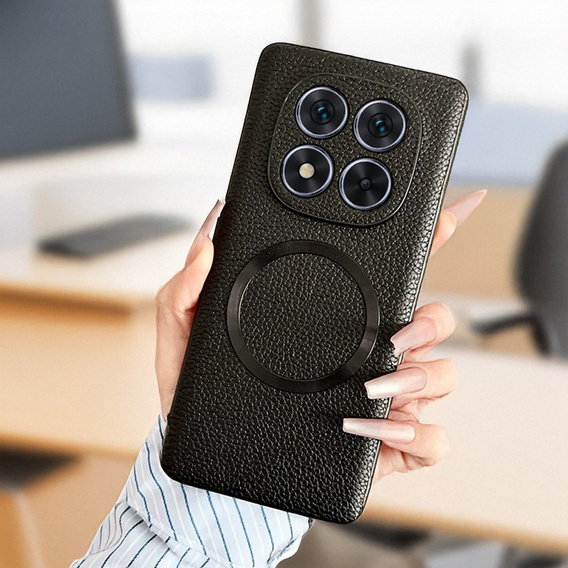 Huse pentru Xiaomi Redmi Note 14 Pro 5G, Leather Hybrid MagSafe, negru