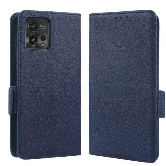 Cu clapetă pentru Motorola Moto G72, Wallet Thin Magnet, albastru închis