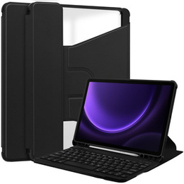 Husă pentru tastatură pentru Samsung Galaxy Tab S10 Lite / S10 FE / S9 FE, Rotary 360° Leather, negru
