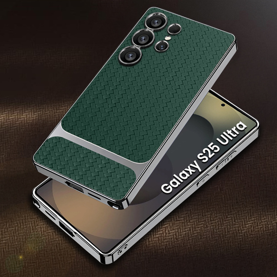 Huse pentru Samsung Galaxy S25 Ultra, GKK Woven Leather, verde