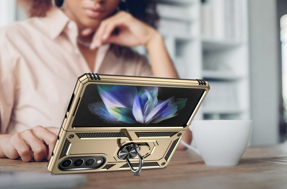 Husă blindată pentru Samsung Galaxy Z Fold 4 5G, Nox Case Ring, de aur