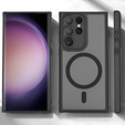 Husă pentru Samsung Galaxy S23 Ultra, pentru MagSafe, ERBORD Matt Case, negru + sticlă pentru ecran