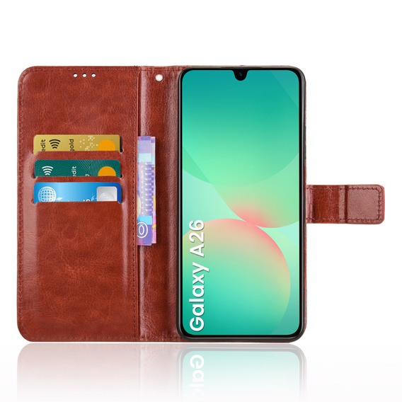 Cu clapetă pentru Samsung Galaxy A26, Crazy Horse Wallet, maro