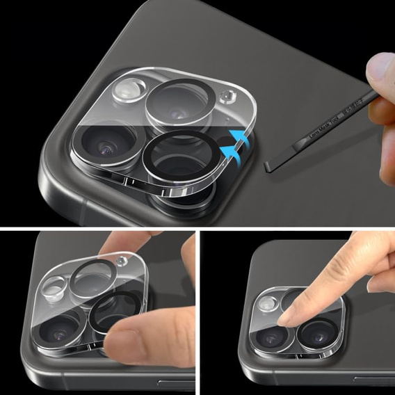 Sticlă temperată pentru camera foto pentru iPhone 16 Pro / 16 Pro Max, transparentă