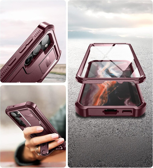 Husă blindată pentru Samsung Galaxy S23, Dexnor Full Body (Two Frames), roșu