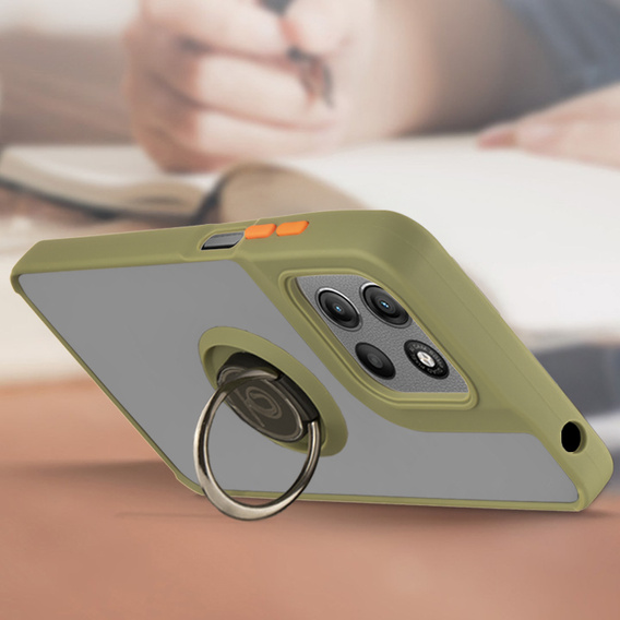 Husa pentru Motorola Moto G15 / Motorola Moto G15 Power, Frosted Ring, verde