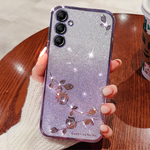 Husă pentru Samsung Galaxy S24, Glitter Flower, violet