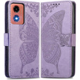 Cu clapetă pentru Motorola Moto E14, Butterfly, violet