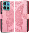 Cu clapetă pentru Motorola Edge 60 / 60 Fusion, Butterfly, roz rose gold