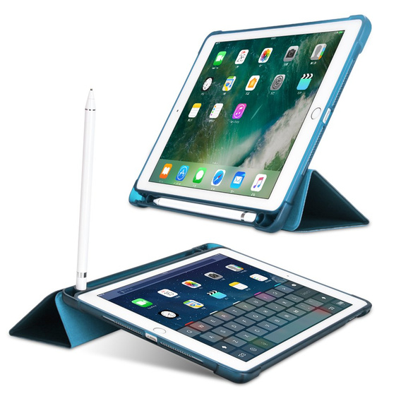 Husă pentru iPad 9.7 2018 / 2017/ Air / Air 2, Smartcase cu spațiu pentru stylus, albastru