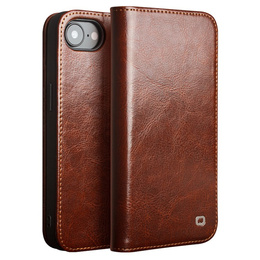 Carcasa flip pentru Iphone 16E, QIALINO Leather Wallet, maro