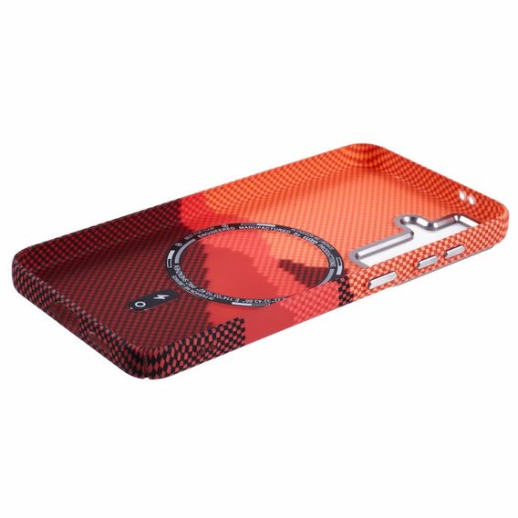 Carcasa pentru Samsung Galaxy S25+ Plus, Carbon Fiber MagSafe, portocaliu