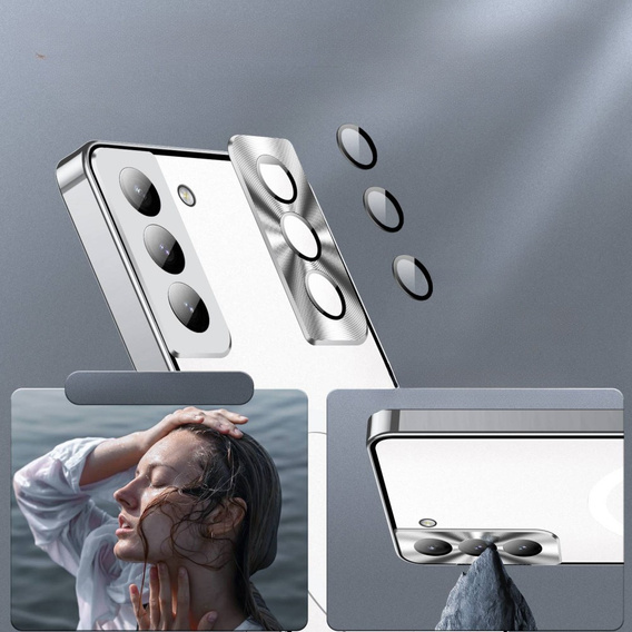 Carcasă de protecție pentru camera foto pentru Samsung Galaxy S21 FE 5G, CamShield MagSafe, transparent / argintiu