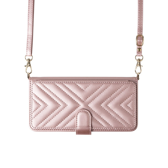 Carcasă cu clapetă pentru Oppo Reno 13F 5G, Crossbody Leather Wallet, roz