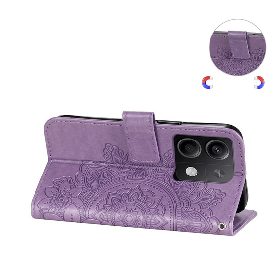 Cu clapetă pentru Xiaomi Redmi Note 13 5G, Mandala, violet
