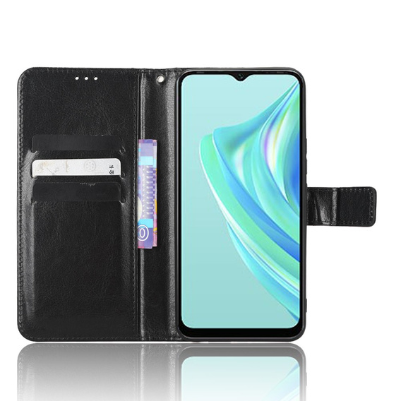 Cu clapetă pentru Infinix Hot 20i, Crazy Horse Wallet, negru