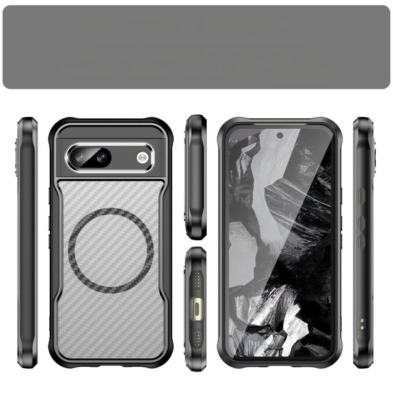 Husă pentru Google Pixel 8A, Fusion Hybrid Carbon, pentru MagSafe, negru