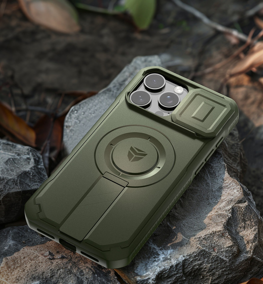 Carcasă blindată pentru iPhone 16 Pro Max, Dexnor CamProtect MagSafe, verde