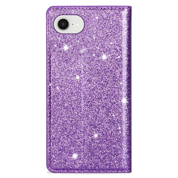 Carcasa flip pentru iPhone 16E, Card Slot Glittery, violet
