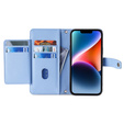 Cu clapetă pentru iPhone 15 Pro, Wallet Zipper Pocket, albastru