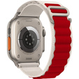Pasek nylonowy do Apple Watch 1/2/3/4/5/6/7/8/SE/ULTRA 42/44/45/49 MM, Beżowy / Czerwony