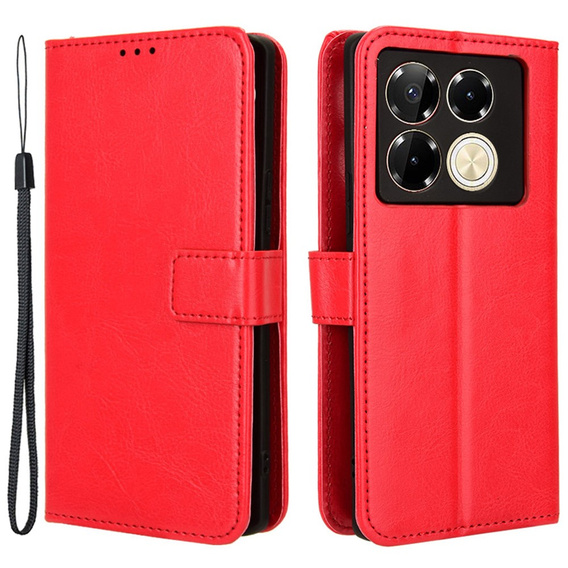 Cu clapetă pentru Infinix Note 40 Pro Plus, Crazy Horse Wallet, roșu