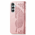 Cu clapetă pentru Samsung Galaxy M15 5G, Butterfly, roz rose gold